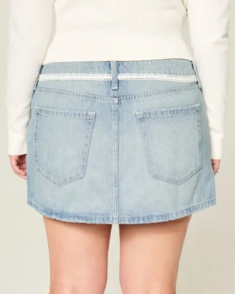 Lavtaljet denimminiskirt med snøre