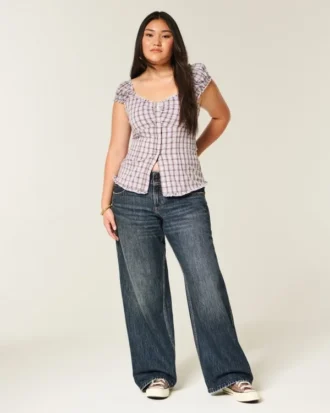 Lavtaljet Y2K mørkvasket baggy jeans