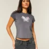 Let Body-Skimming Butterfly Graphic Tee Let Body-Skimming Butterfly Graphic Tee