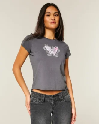 Let Body-Skimming Butterfly Graphic Tee