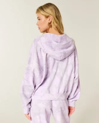 Let camouflage-hoodie med lynlås
