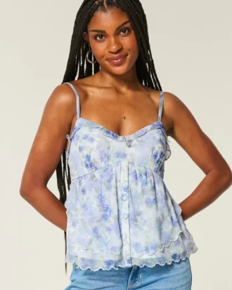 Let chiffon babydoll-top