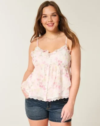 Let chiffon babydoll-top