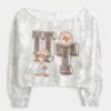 Let dobbelt off-shoulder sweatshirt med University of Texas-grafik Let dobbelt off-shoulder sweatshirt med University of Texas-grafik