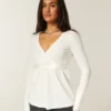 Let langærmet babydoll-top med kryds foran Let langærmet babydoll-top med kryds foran
