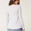 Let langærmet Pointelle Babydoll Top