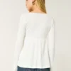 Let langærmet Pointelle Babydoll Top