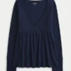 Let langærmet Pointelle Babydoll Top