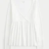 Let langærmet Pointelle Babydoll Top