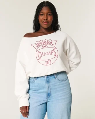 Let off-shoulder Indiana University grafisk sweatshirt