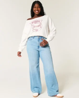 Let off-shoulder Indiana University grafisk sweatshirt