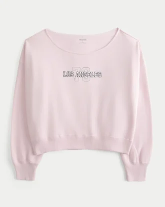 Let off-shoulder Los Angeles grafisk sweatshirt