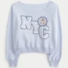 Let off-shoulder NYC grafisk sweatshirt Let off-shoulder NYC grafisk sweatshirt