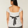 Let satin babydoll-top med bindebånd Let satin babydoll-top med bindebånd