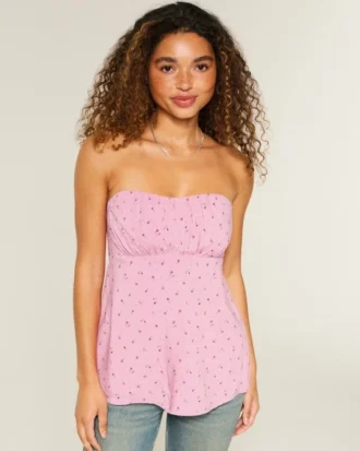 Let stropløs babydoll-top Let stropløs babydoll-top