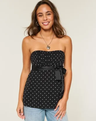 Let stropløs babydoll-top Let stropløs babydoll-top