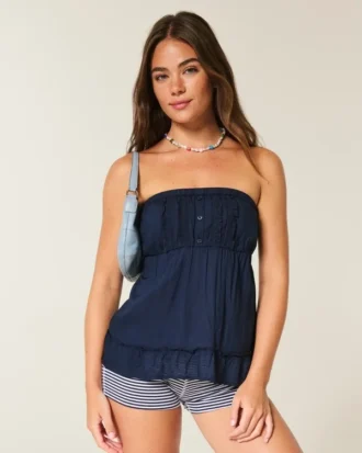 Let stropløs babydoll-top