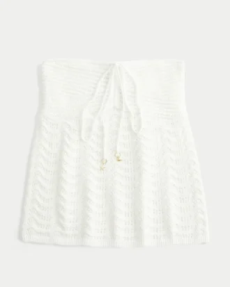 Let stropløs babydoll-top i hæklet stil