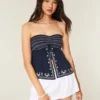 Let stropløs broderet babydoll-top Let stropløs broderet babydoll-top