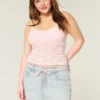 Letvasket mini-skort i denim med snørebånd Letvasket mini-skort i denim med snørebånd