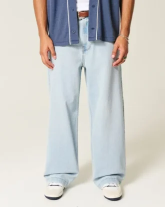 Light Wash New York Graphic Super Baggy Jeans
