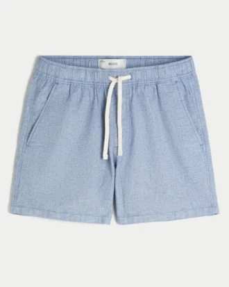 Linnedblandede shorts til midt på låret