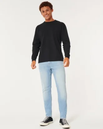 Lysvaskede atletiske skinny jeans