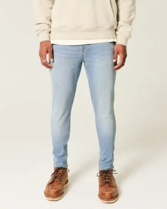 Lysvaskede atletiske skinny jeans