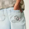 Lysvaskede Dice Graphic Super Baggy Denim Shorts Lysvaskede Dice Graphic Super Baggy Denim Shorts