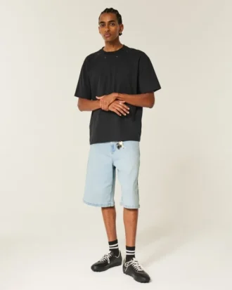 Lysvaskede, pyntede superbaggy denimshorts