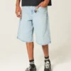Lysvaskede, pyntede superbaggy denimshorts Lysvaskede, pyntede superbaggy denimshorts