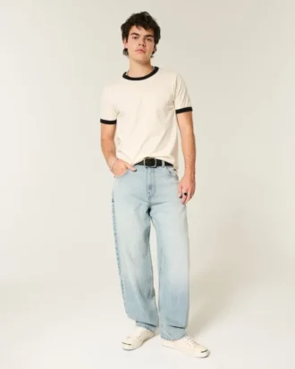 Lysvaskede skaterbaggy jeans