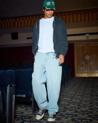 Lysvaskede skaterbaggy jeans