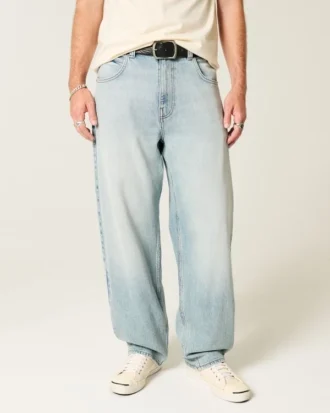 Lysvaskede skaterbaggy jeans