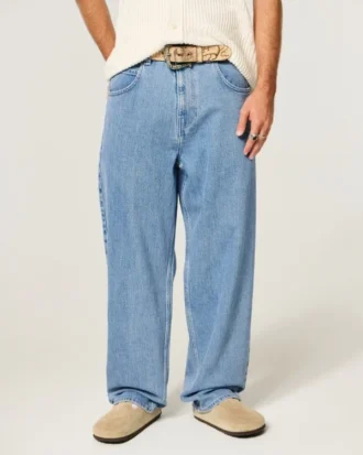 Lysvaskede skaterbaggy jeans