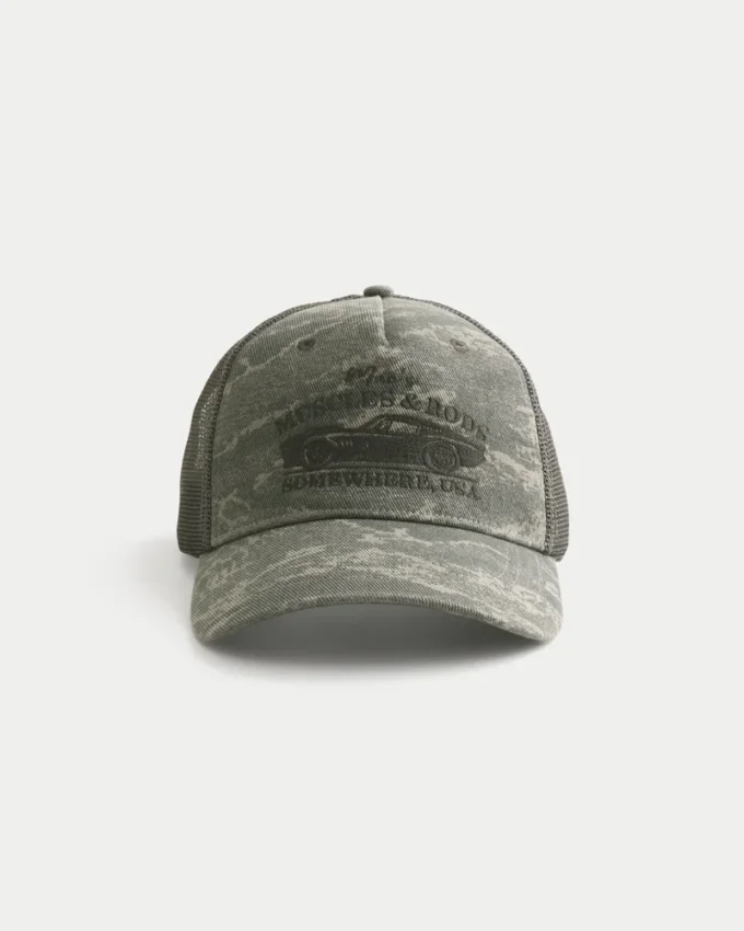 Mac’s Muscles & Rods grafisk camouflage-truckerhat