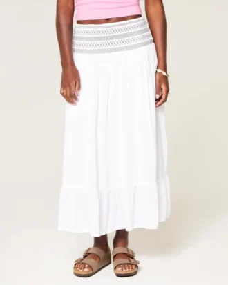 Maxi-nederdel med smock i taljen