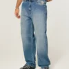 Medium Wash Alien Graphic Baggy Jeans Medium Wash Alien Graphic Baggy Jeans