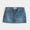 Medium Wash Broderet Denim Mini Skort Medium Wash Broderet Denim Mini Skort