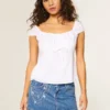 Medium Wash broderet denim miniskort Medium Wash broderet denim miniskort