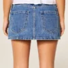 Medium Wash broderet denim miniskort Medium Wash broderet denim miniskort