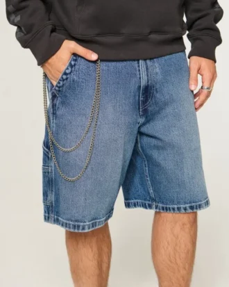 Mediumvaskede, baggy denim-malershorts