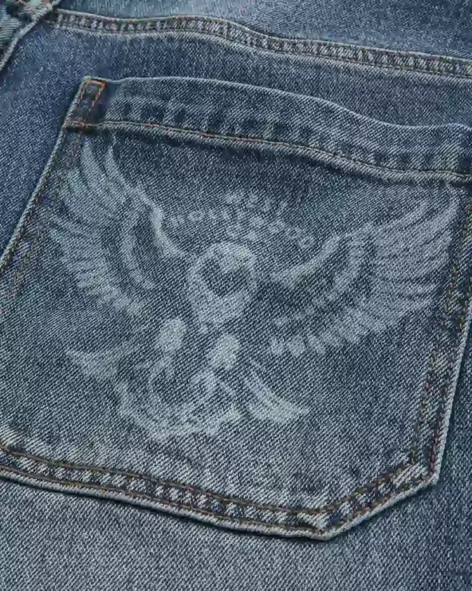 Mediumvaskede Eagle Graphic Skater Baggy Jeans Mediumvaskede Eagle Graphic Skater Baggy Jeans