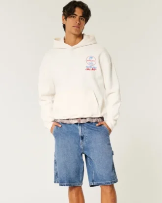 Mediumvaskede, løse malershorts i denim