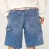 Mediumvaskede, løse malershorts i denim Mediumvaskede, løse malershorts i denim
