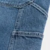 Mediumvaskede, løse malershorts i denim Mediumvaskede, løse malershorts i denim