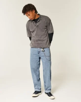 Mediumvaskede skaterbaggyjeans