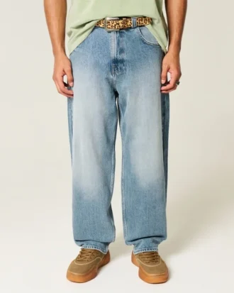 Mediumvaskede skaterbaggyjeans