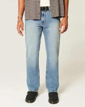 Mediumvaskede straight jeans
