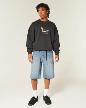 Mediumvaskede superbaggy denimshorts